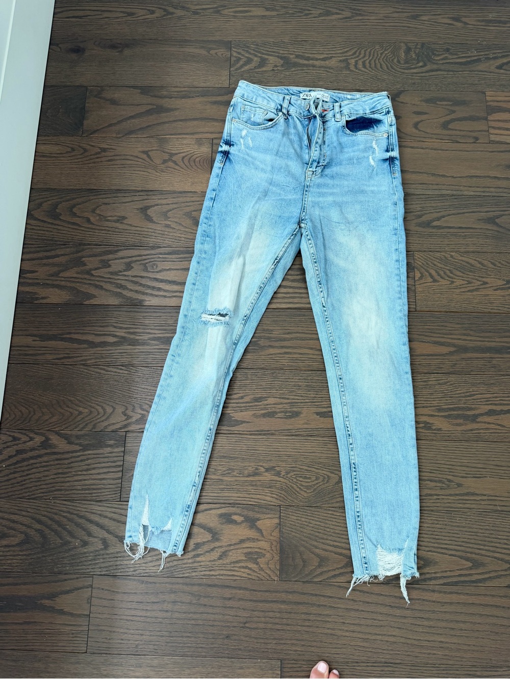 Zara Light Blue Distressed Skinny Jeans